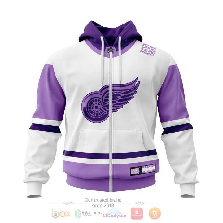 BEST Detroit Red Wings Fight Cancer Personalized All Over Print 3D Hoodie, Zip Hoodie 2 Detroit Red Wings Fight Cancer Personalized 3D Hoodie Zip Hoodie 1