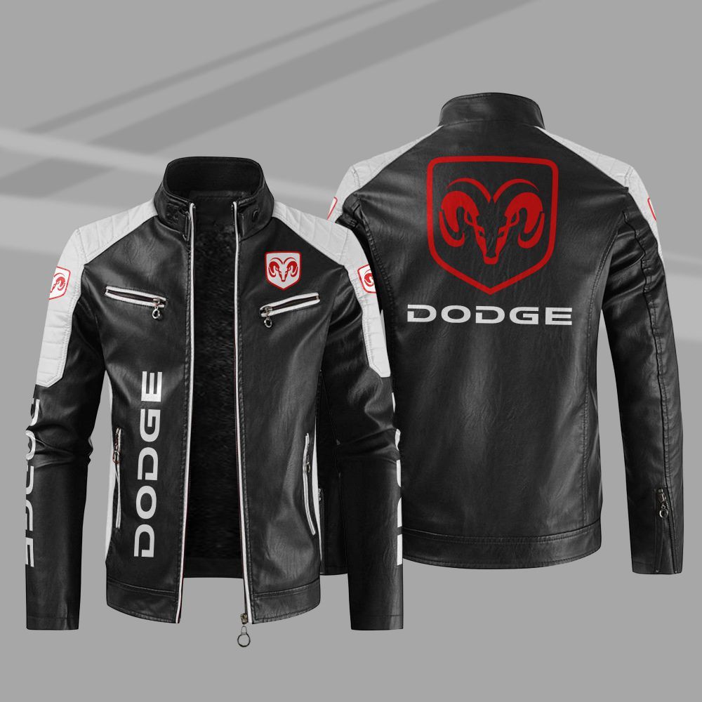 Dodge Car Motor Block Leather Jacket
