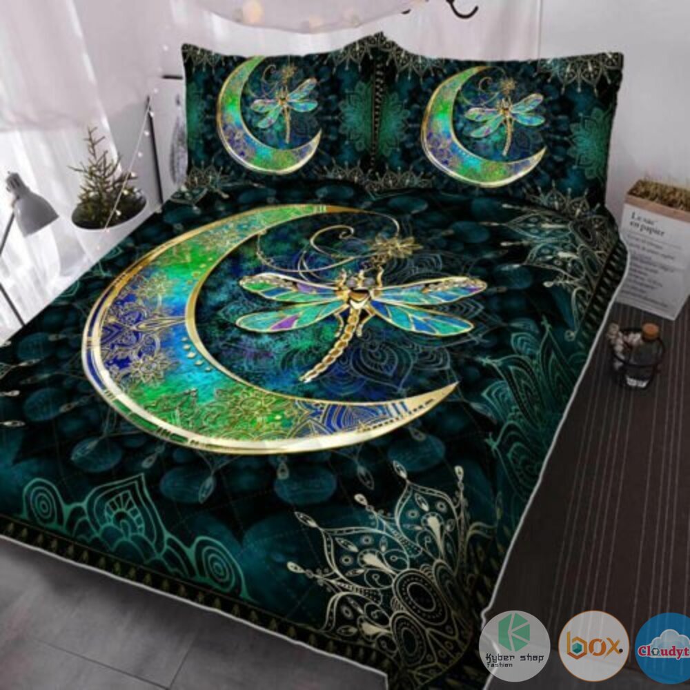 Dragonfly moon quilt bedding set 1