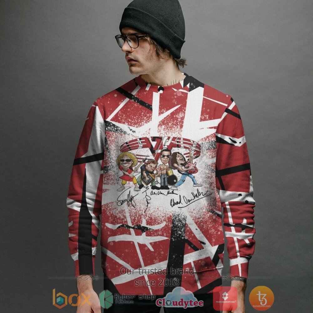 NEW EVH Band Signature Frankenstrats Merry Christmas Sweater 2 EVH Band Signature Frankenstrats Ugly Christmas Sweater 1