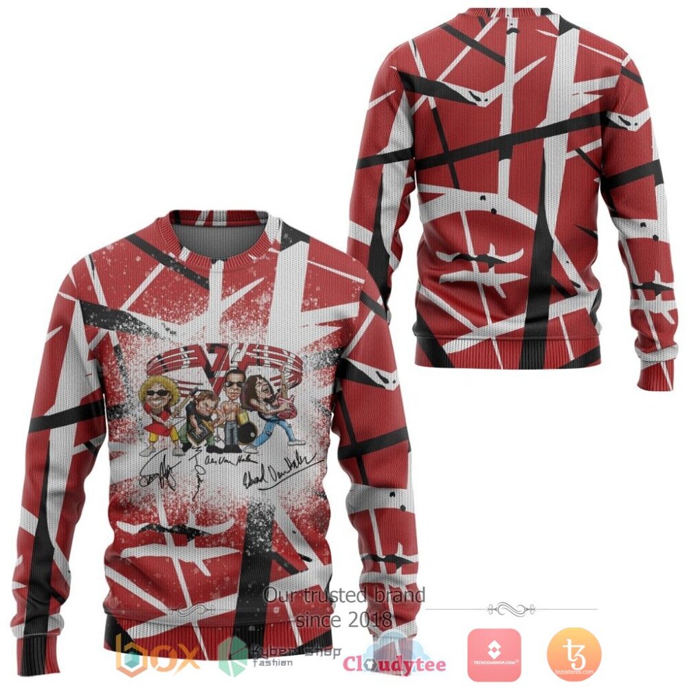 NEW EVH Band Signature Frankenstrats Merry Christmas Sweater 3 EVH Band Signature Frankenstrats Ugly Christmas Sweater 1 2