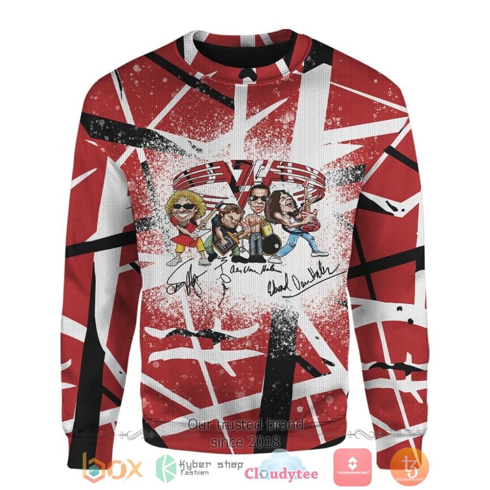 NEW EVH Band Signature Frankenstrats Merry Christmas Sweater 6 EVH Band Signature Frankenstrats Ugly Christmas Sweater 1 2 3 4 5