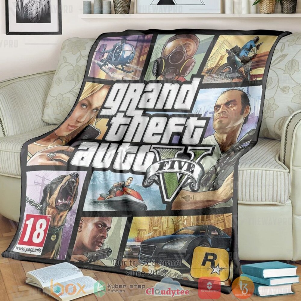 NEW Game GTA V Soft Blanket 1 Game GTA V Custom Soft Blanket
