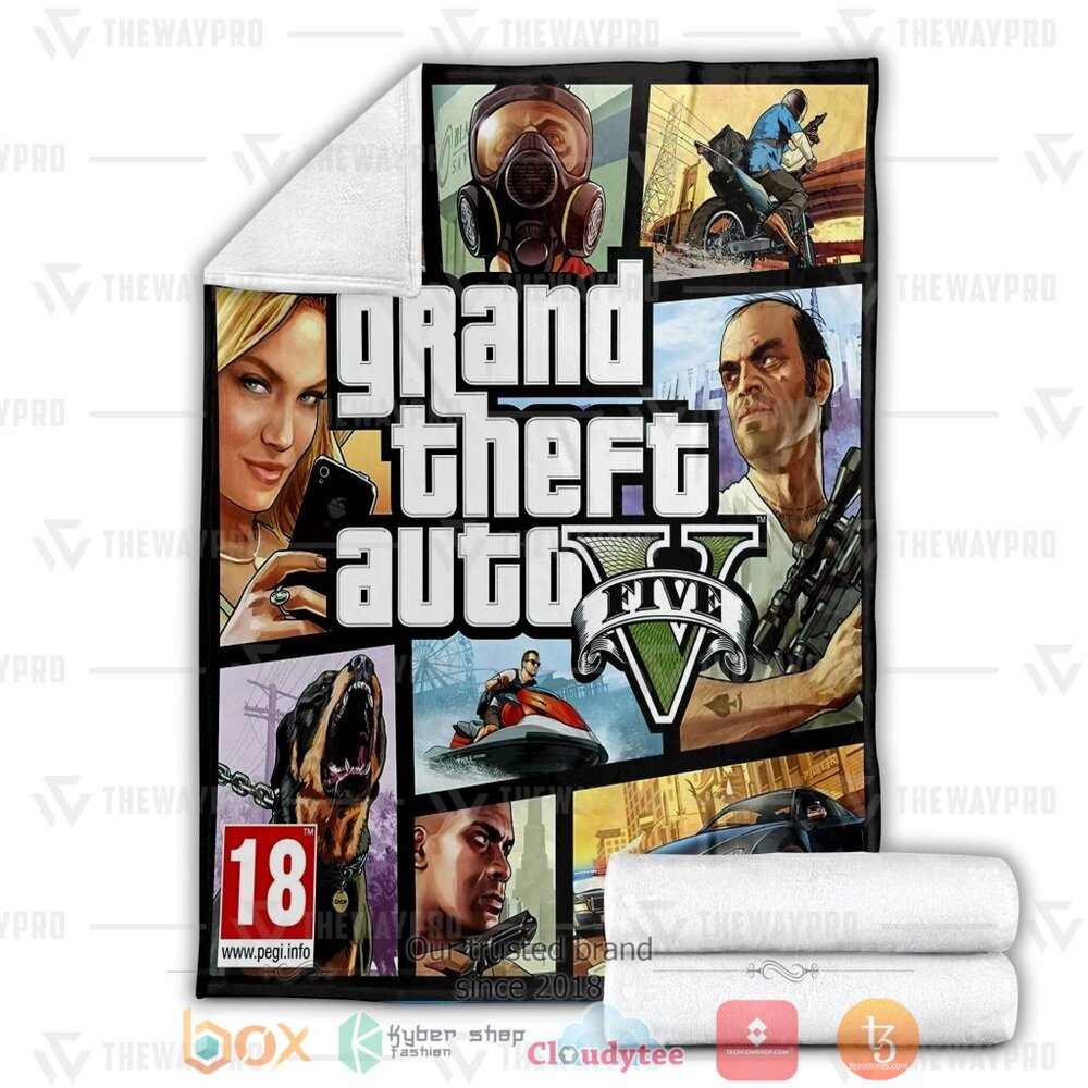 NEW Game GTA V Soft Blanket 3 Game GTA V Custom Soft Blanket 1 2