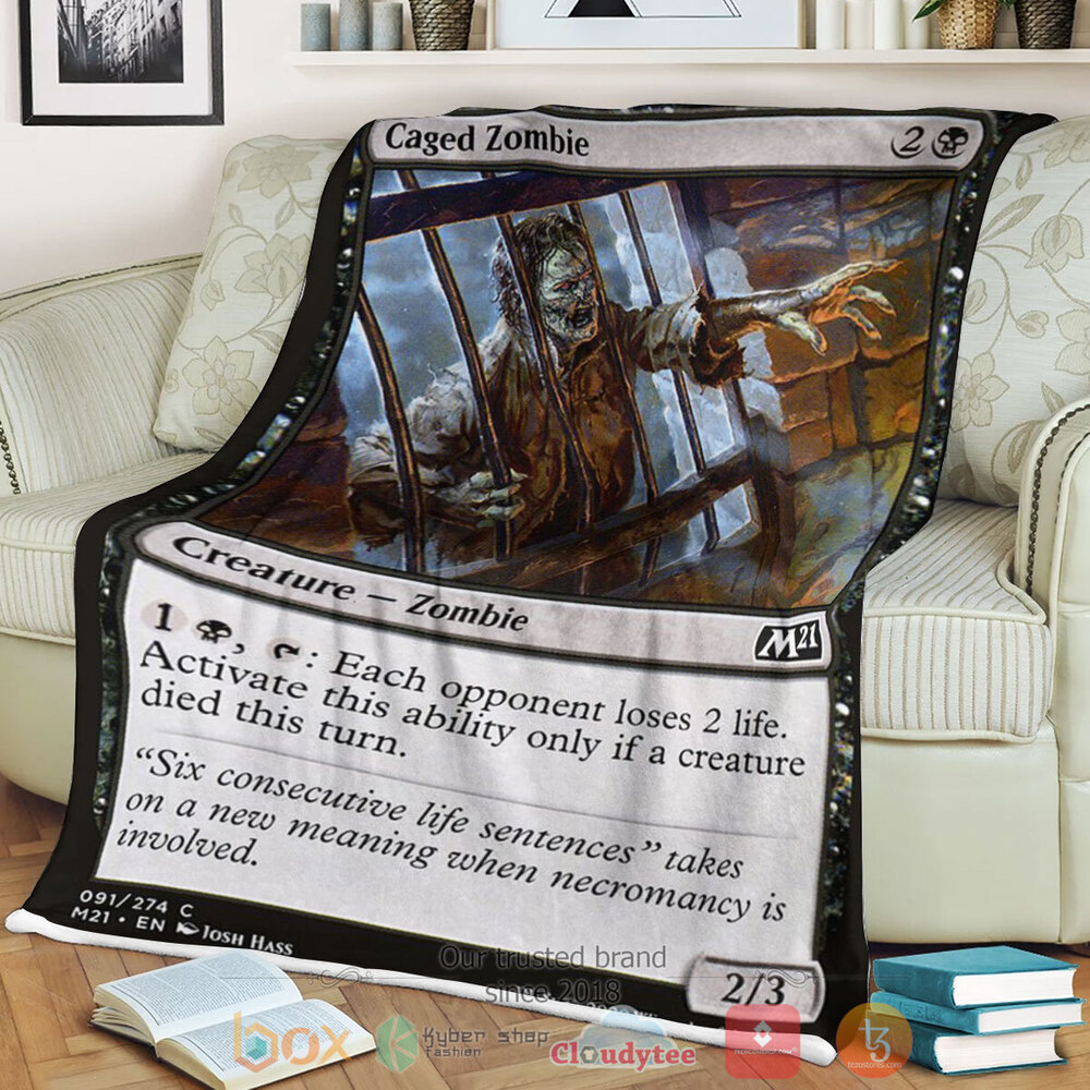 Game MTG Caged Zombie Fleece Blanket
