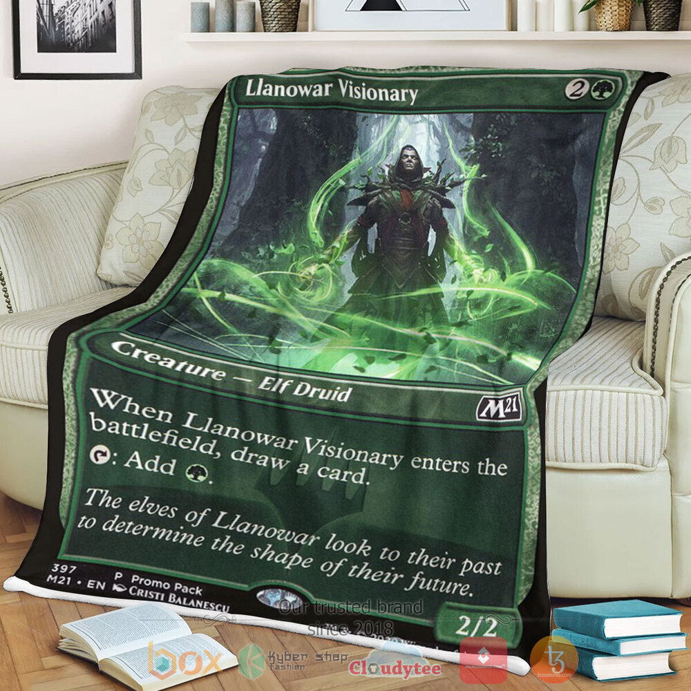 NEW Magic The Gathering Llanowar Visionary Soft Blanket 2 Game MTG Llanowar Visionary Fleece Blanket
