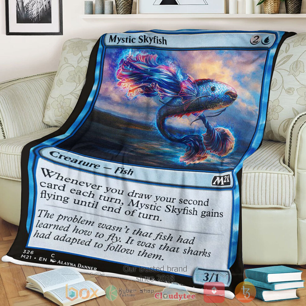 HOT Magic The Gathering Mystic Skyfish Soft Blanket 2 Game MTG Mystic Skyfish Fleece Blanket