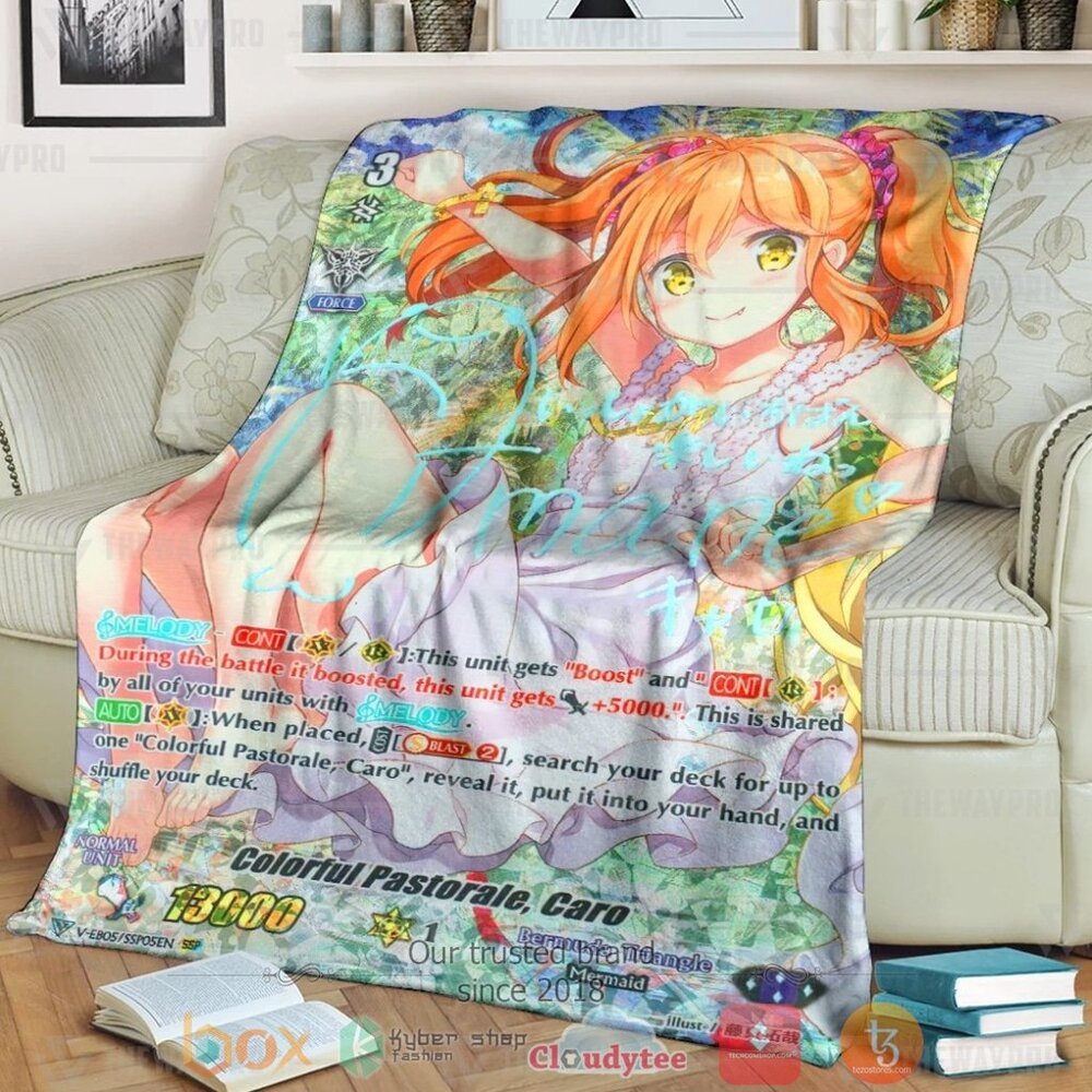 Game Vanguard Cards Colorful Pastorale Caro Rainbow SSP Custom Soft Blanket