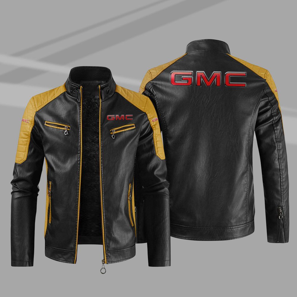 Gmc Car Motor Block Leather Jacket 1
