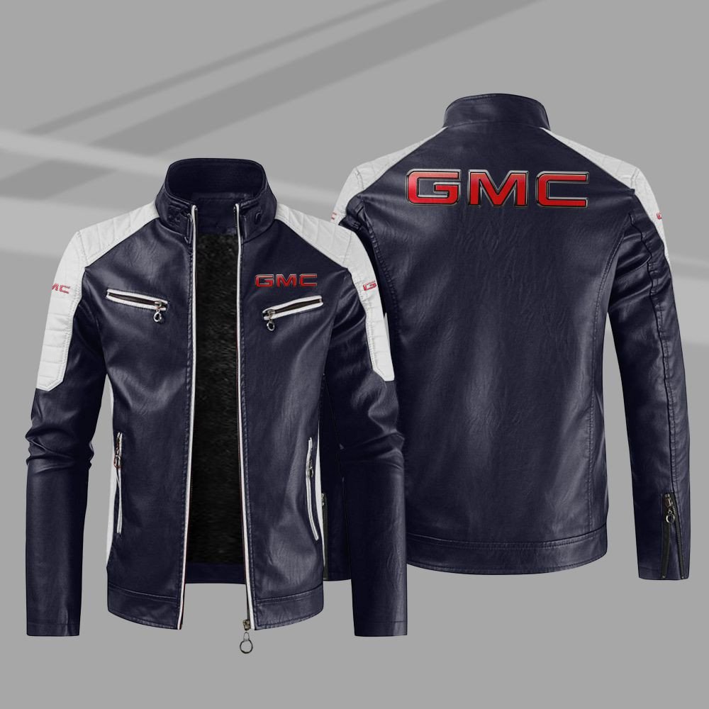 Gmc Car Motor Block Leather Jacket 3 Gmc Car Motor Block Leather Jacket 1 2
