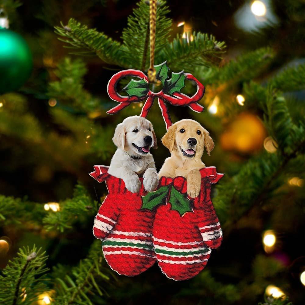 GoldenRetrieverInsideYourGlovesChristmasHoliday TwoSidedOrnament