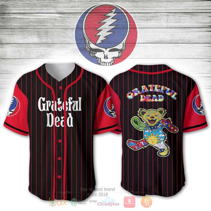 Grateful Dead Bear Baseball Jersey Shirt