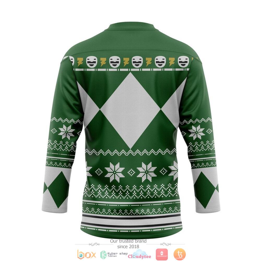 NEW Green Mighty Morphin Power Rangers hockey jersey 2 Green Mighty Morphin Power Rangers hockey jersey 1