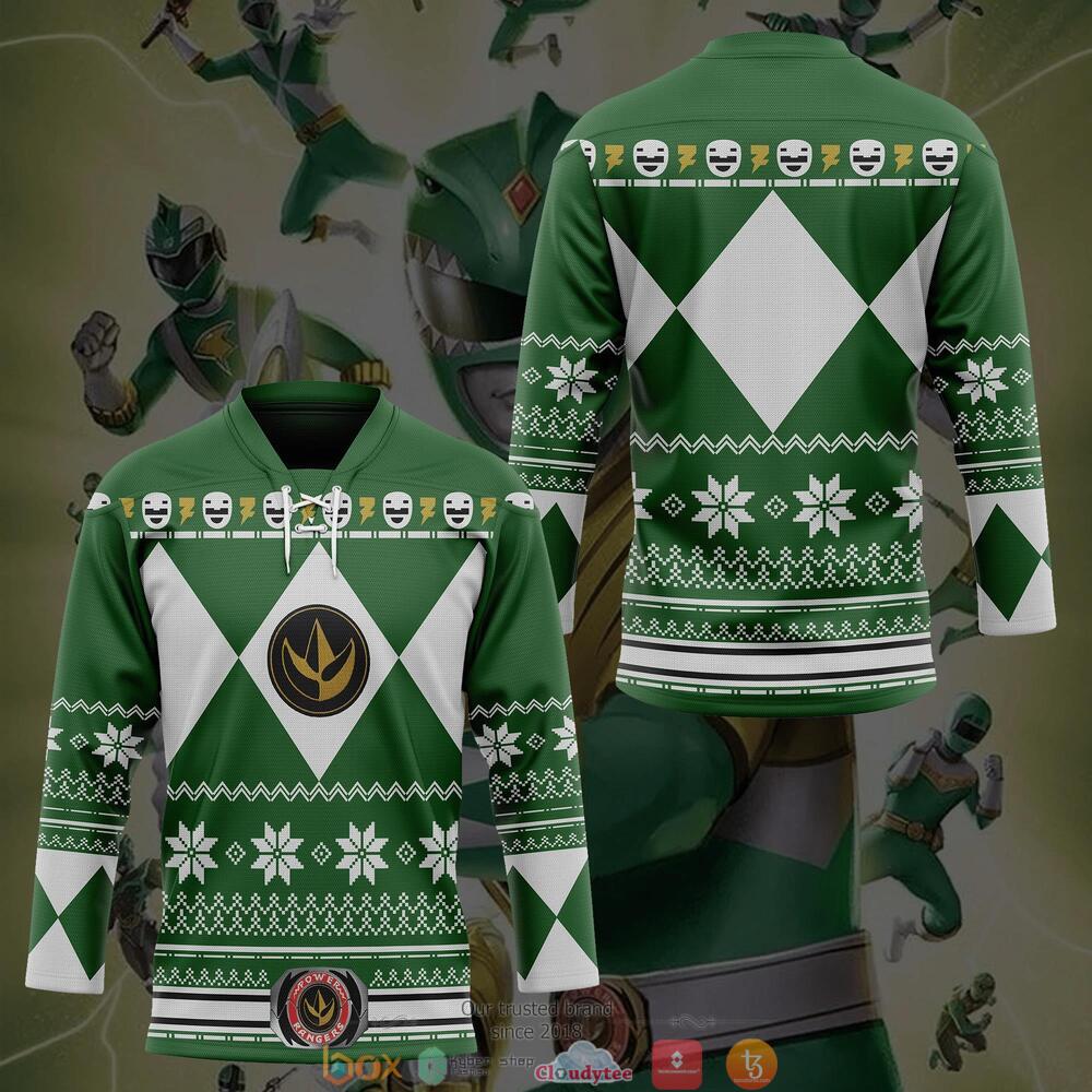 NEW Green Mighty Morphin Power Rangers hockey jersey 3 Green Mighty Morphin Power Rangers hockey jersey 1 2