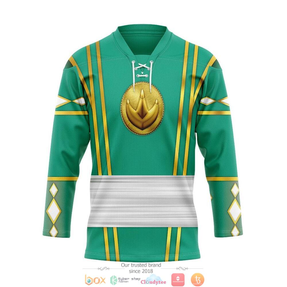 Green Ninja Mighty Morphin Power Rangers hockey jersey