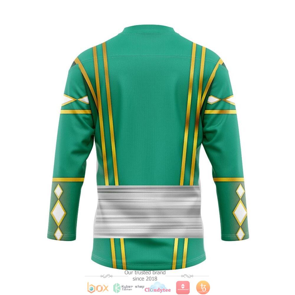 HOT Green Ninja Mighty Morphin Power Rangers hockey jersey 2 Green Ninja Mighty Morphin Power Rangers hockey jersey 1