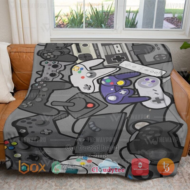 Grey Game Controller Blanket
