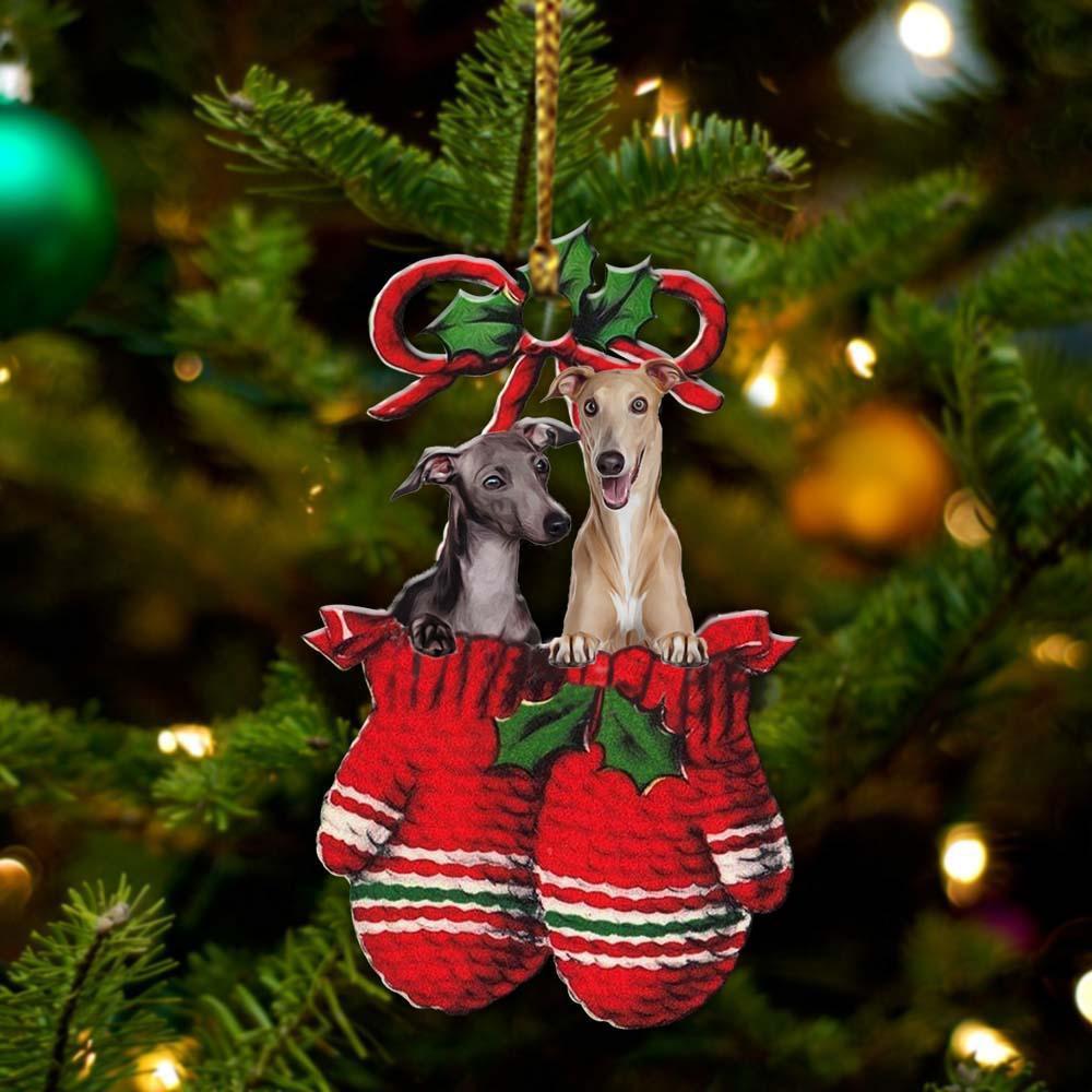 GreyhoundInsideYourGlovesChristmasHoliday TwoSidedOrnament