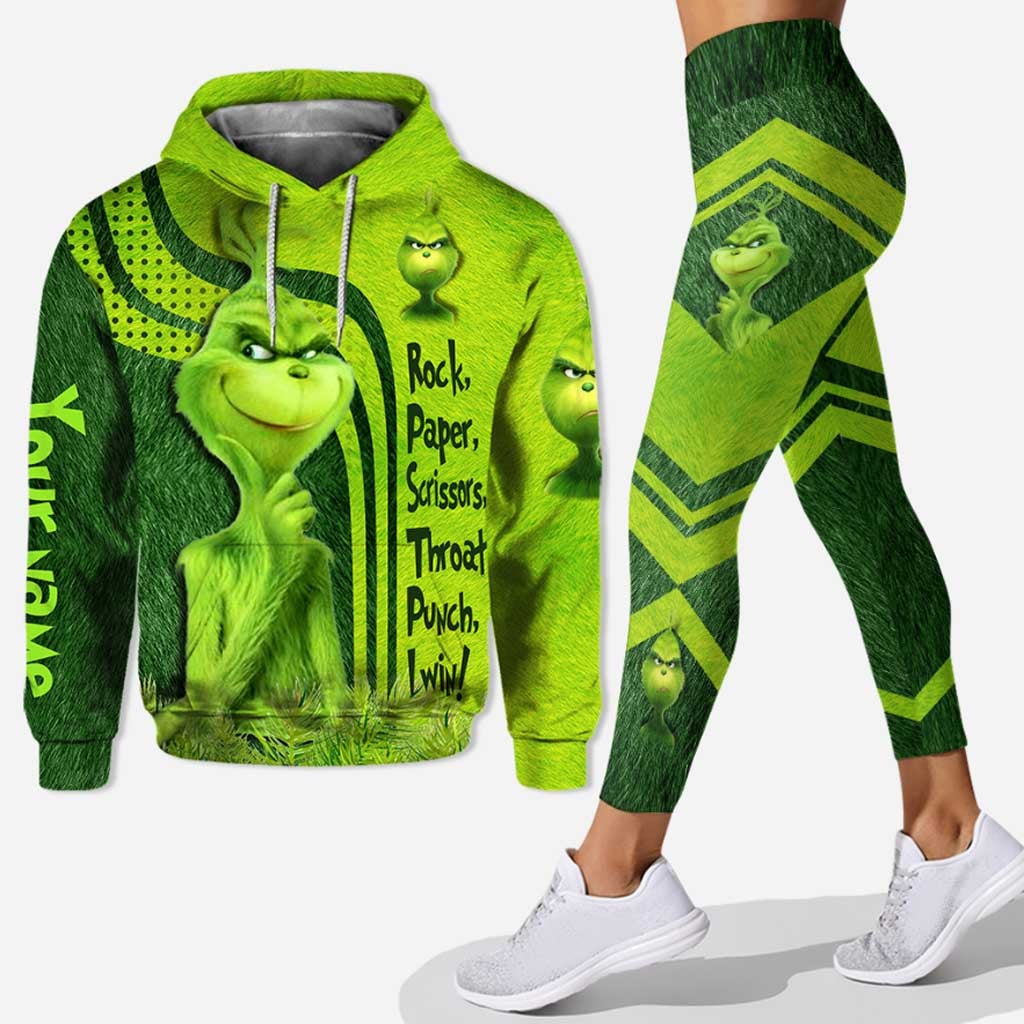 Grinch Rock Paper Scrissors Throat Punch I Win Personalized hoodie, legging 2 Grinch Rock Paper Scrissors Throat Punch I Win hoodie legging 1