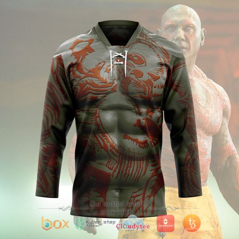 Guardians Of The Galaxy Drax The Destroyer Hockey Jersey 3 Guardians Of The Galaxy Drax The Destroyer Hockey Jersey 1 2
