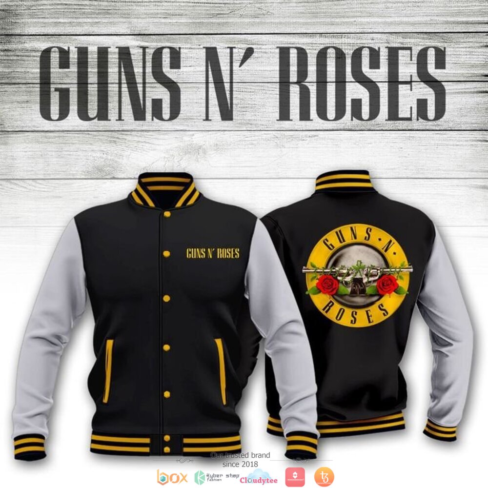 Guns N' Roses black grey Baseball jacket 1 Guns N Roses black grey Baseball jacket