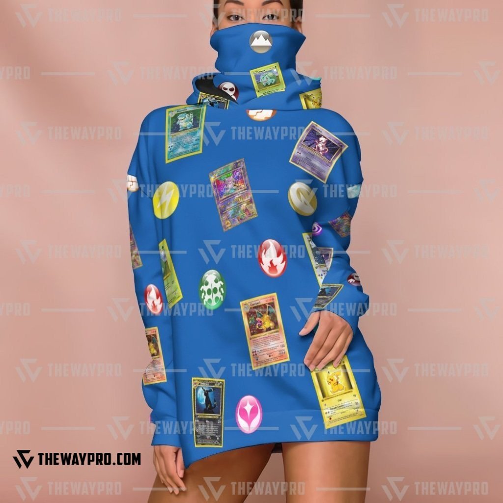 HOT Anime Pocket Monsters Cards And Elements Snood 3D Hoodie 3 HOT Anime Pocket Monsters Cards And Elements Snood 3D Hoodie 1 2