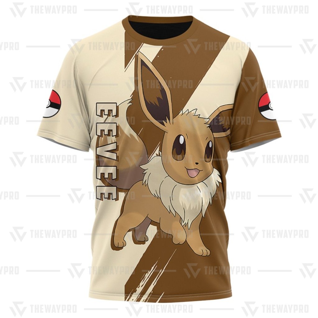 HOT Anime Pocket Monsters Eevee 3D T-Shirt 1 HOT Anime Pocket Monsters Eevee 3D T Shirt