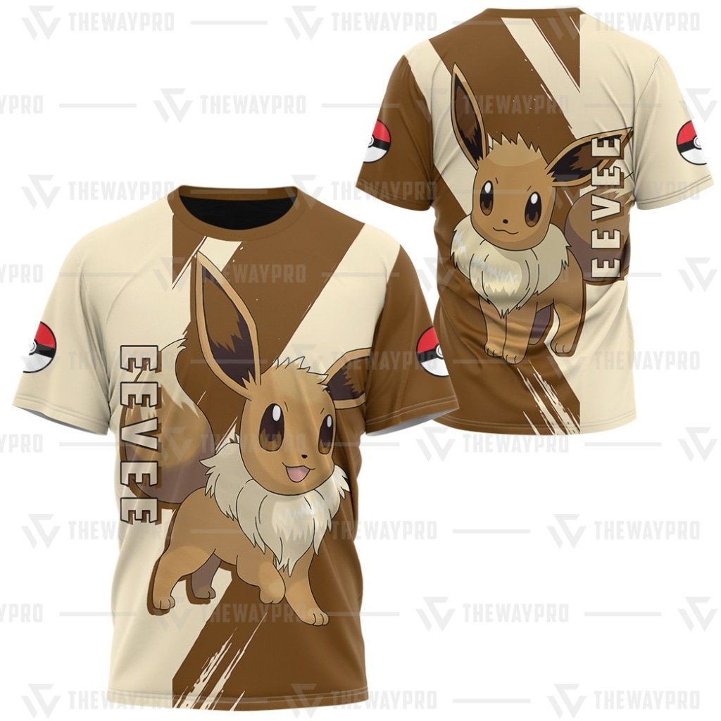 HOT Anime Pocket Monsters Eevee 3D T-Shirt 2 HOT Anime Pocket Monsters Eevee 3D T Shirt 1