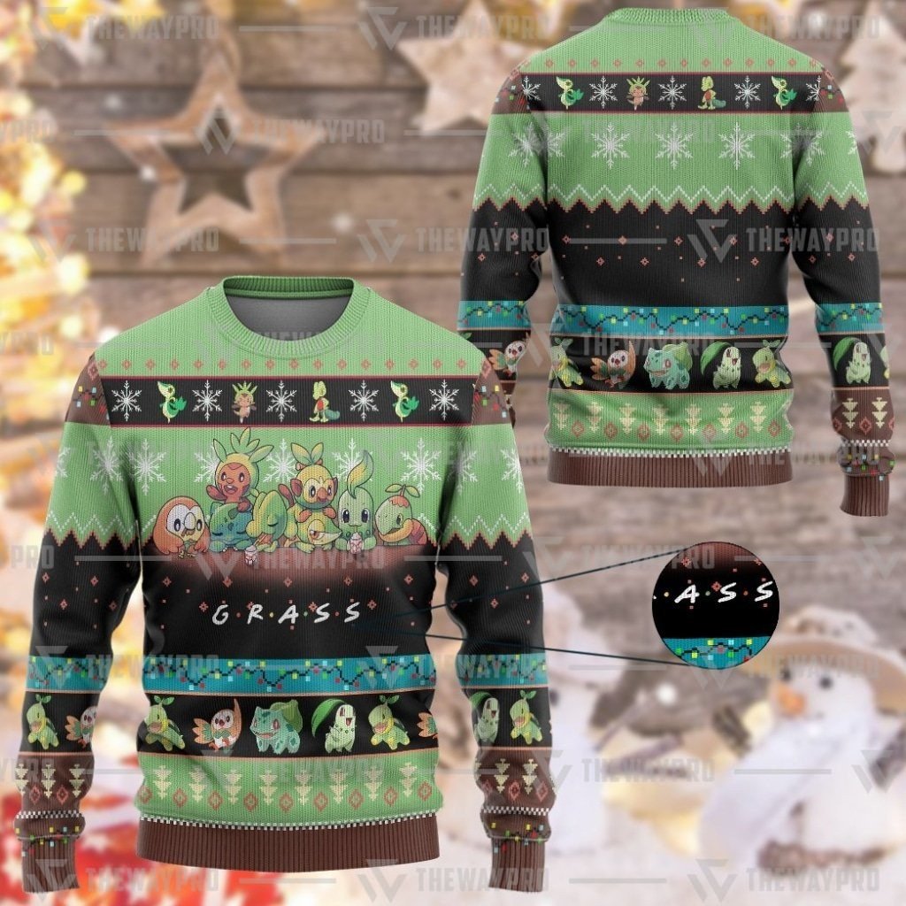 HOT Anime Pocket Monsters Grass Merry Christmas Sweater 12 HOT Anime Pocket Monsters Grass Merry Christmas Sweater