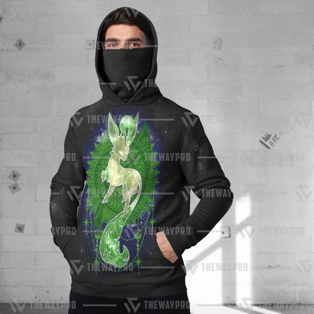 HOT Anime Pocket Monsters Leafeon Starry Snood 3D Hoodie