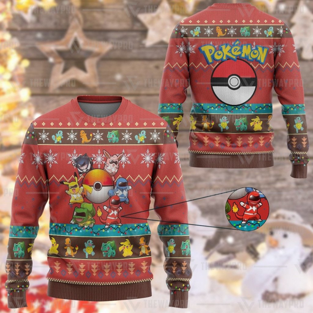 HOT Anime Pocket Monsters Mighty Morphin Go Go Poke Ranger Merry Christmas Sweater 5 HOT Anime Pocket Monsters Mighty Morphin Go Go Poke Ranger Merry Christmas Sweater