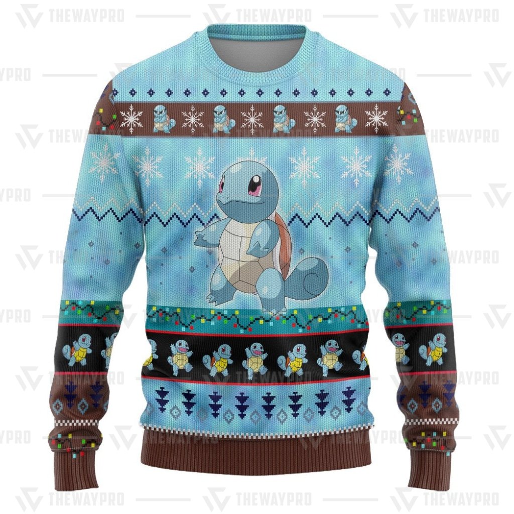 HOT Anime Pocket Monsters Squirtle Merry Christmas Sweater 3 HOT Anime Pocket Monsters Squirtle Merry Christmas Sweater 1 2