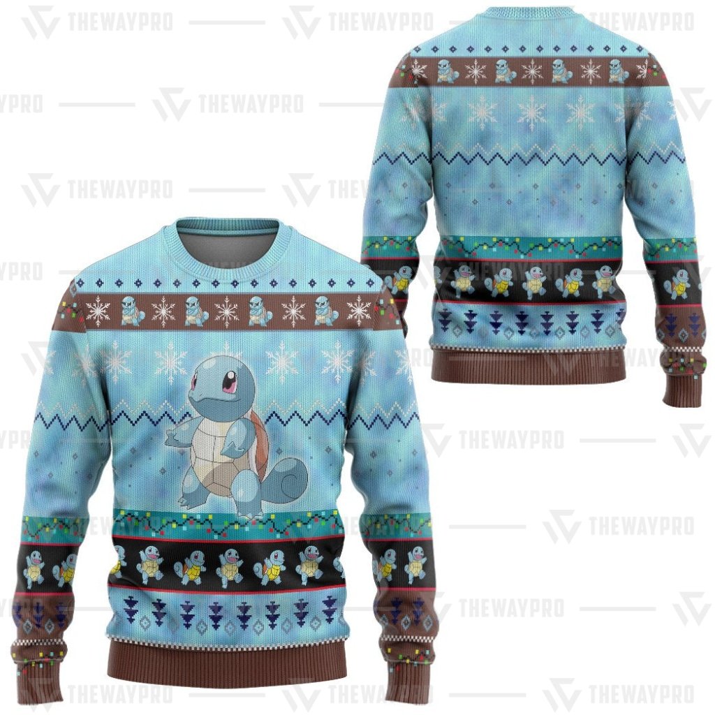 HOT Anime Pocket Monsters Squirtle Merry Christmas Sweater 4 HOT Anime Pocket Monsters Squirtle Merry Christmas Sweater 1 2 3