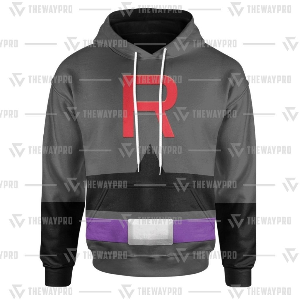 HOT Anime Pocket Monsters Team Rocket Black Suit 3D Hoodie 2 HOT Anime Pocket Monsters Team Rocket Black Suit 3D Hoodie 1