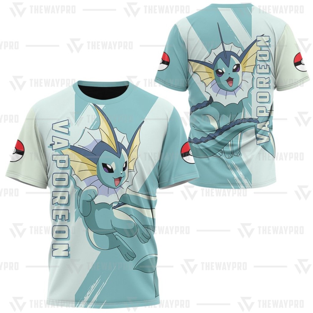 HOT Anime Pocket Monsters Vaporeon 3D T-Shirt 2 HOT Anime Pocket Monsters Vaporeon 3D T Shirt 1