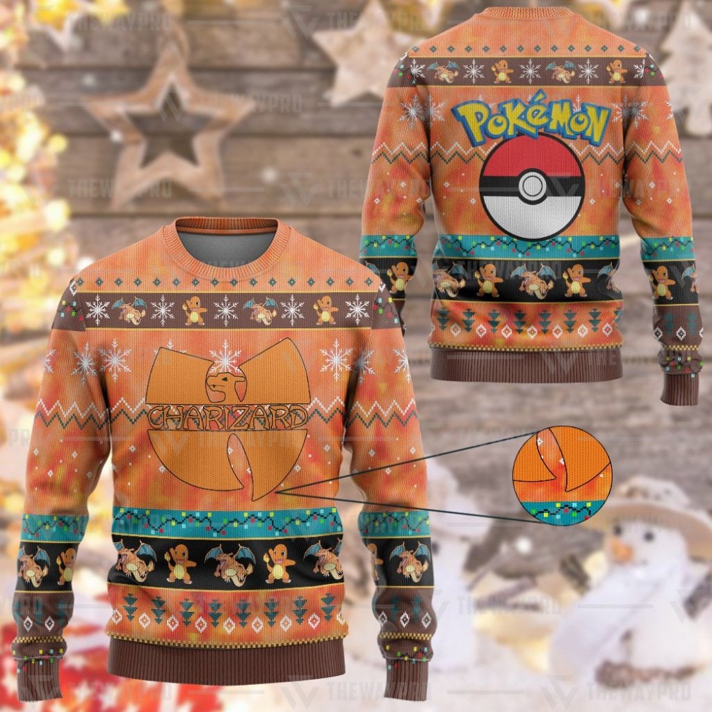 HOT Anime Pocket Monsters Wutang Charizard Merry Christmas Sweater 12 HOT Anime Pocket Monsters Wutang Charizard Merry Christmas Sweater