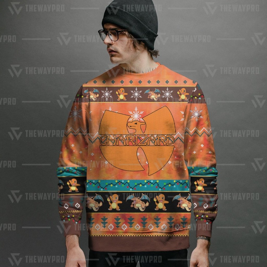 HOT Anime Pocket Monsters Wutang Charizard Merry Christmas Sweater 2 HOT Anime Pocket Monsters Wutang Charizard Merry Christmas Sweater 1