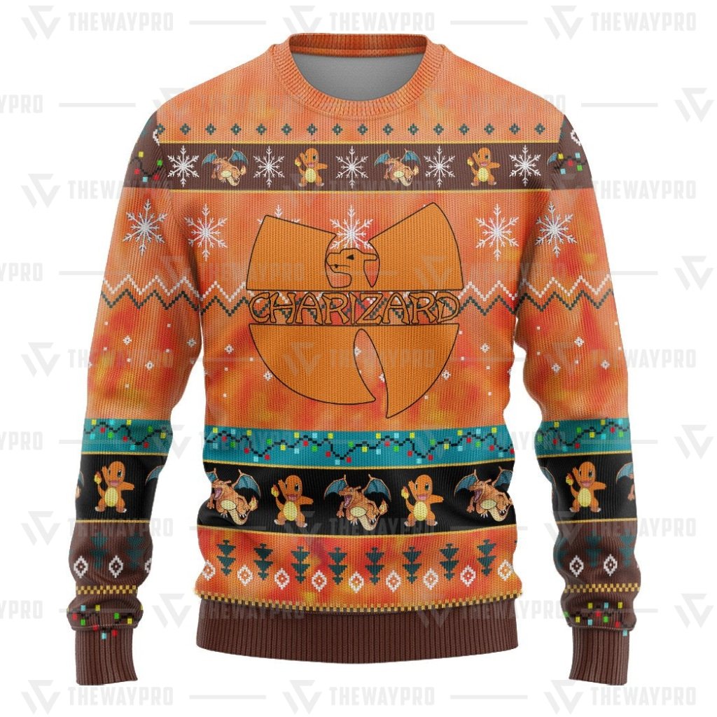 HOT Anime Pocket Monsters Wutang Charizard Merry Christmas Sweater 3 HOT Anime Pocket Monsters Wutang Charizard Merry Christmas Sweater 1 2