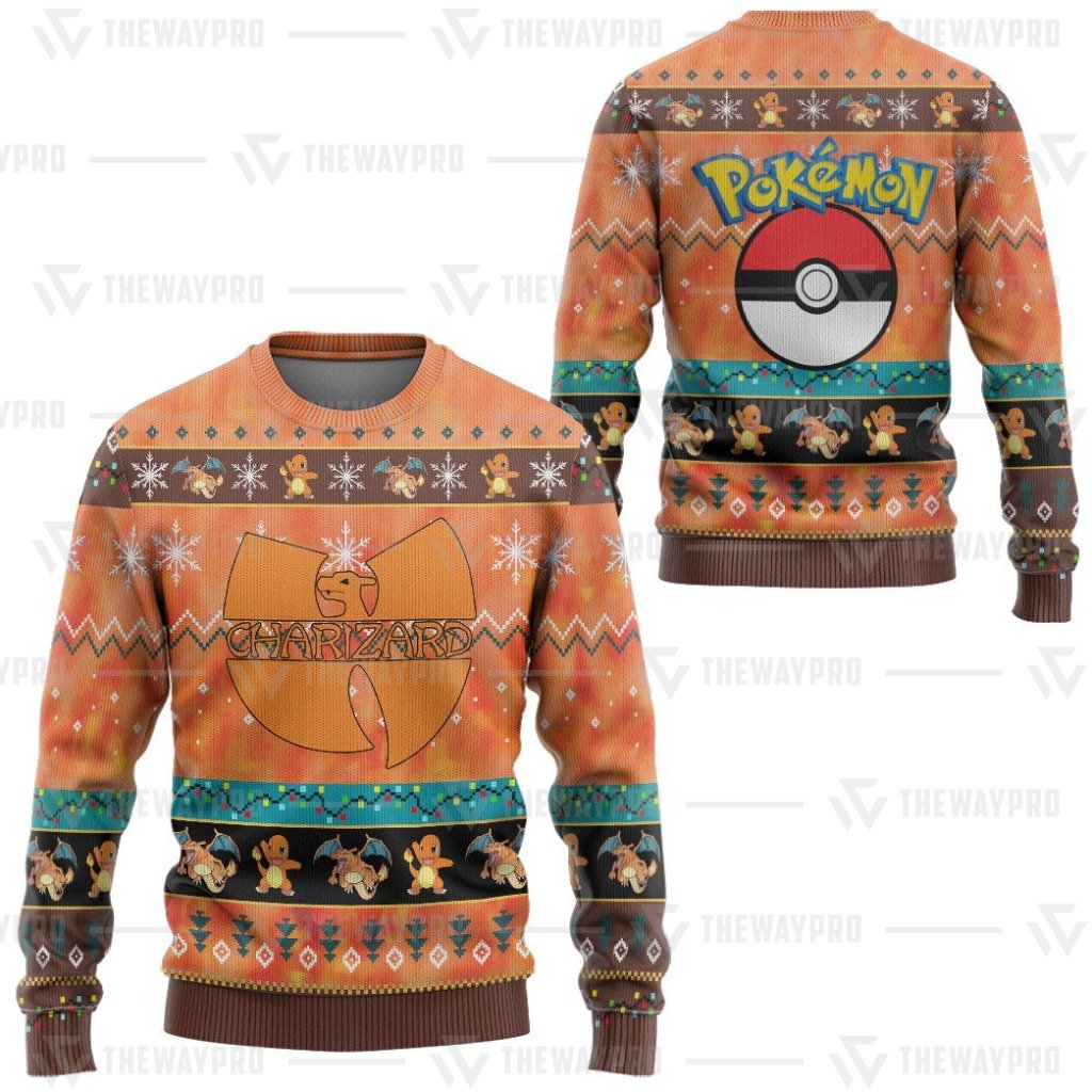 HOT Anime Pocket Monsters Wutang Charizard Merry Christmas Sweater 4 HOT Anime Pocket Monsters Wutang Charizard Merry Christmas Sweater 1 2 3