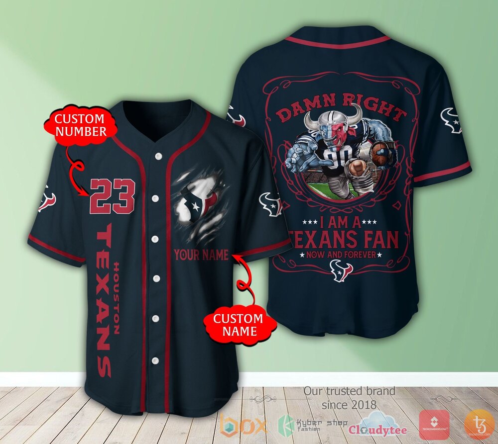 BEST Personalized Houston Texans National Football League Custom Baseball Jersey Shirt 1 Houston Texans NFL 3D Personalized Baseball Jersey Shirt