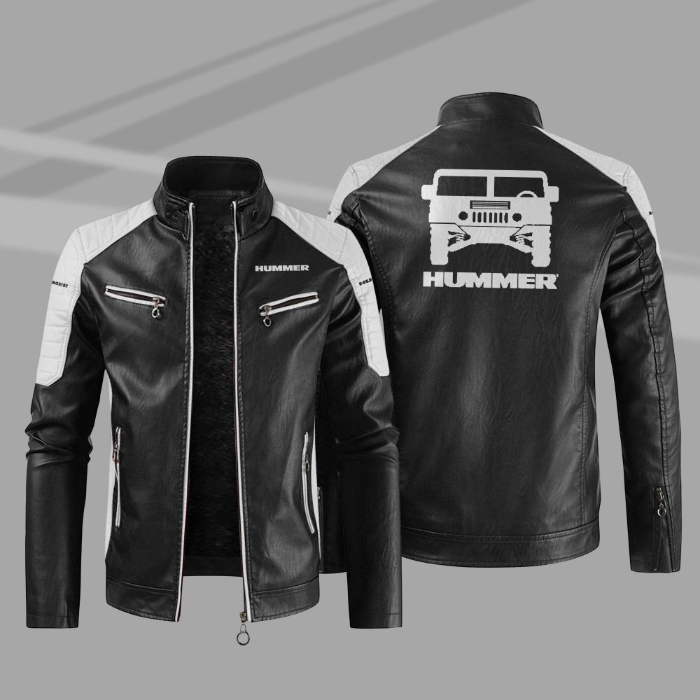 Hummer Car Motor Block Leather Jacket