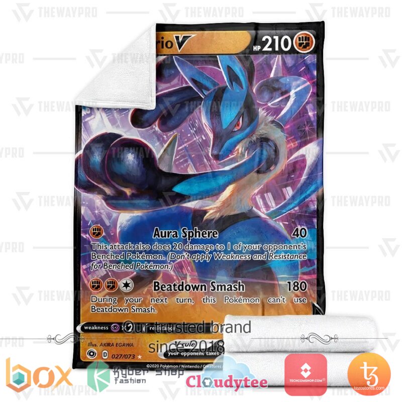 Pokemon Lucario V Blanket 3 Pokemon Lucario V Blanket 1 2