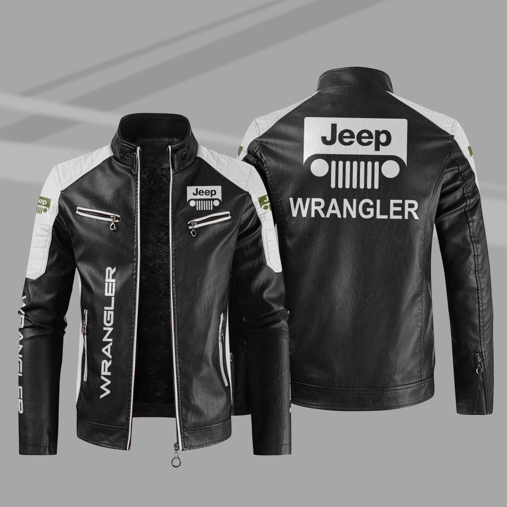 Jeep Wrangler Car Motor Block Leather Jacket