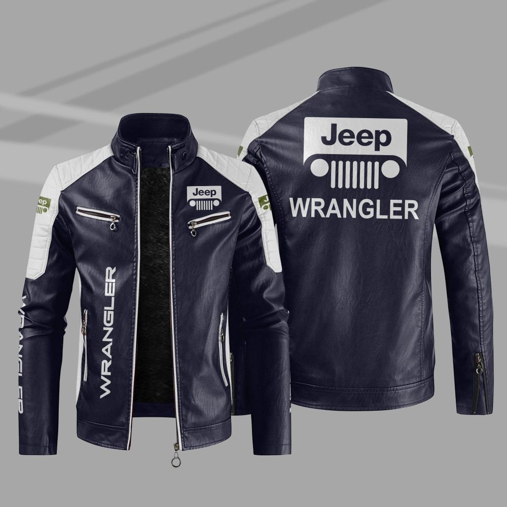 Jeep Wrangler Car Motor Block Leather Jacket 3 Jeep Wrangler Car Motor Block Leather Jacket 1 2