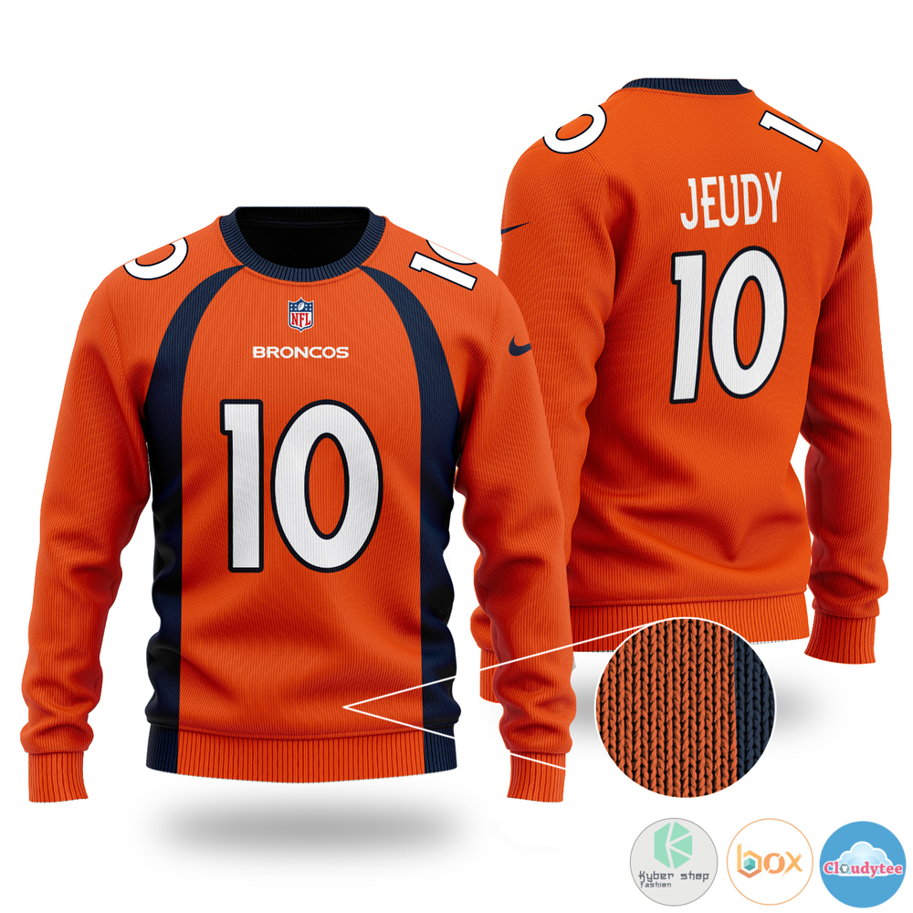Jerry Jeudy 10 Denver Broncos NFL ugly Christmas sweater 3 Jerry Jeudy 10 Denver Broncos NFL christmas sweater