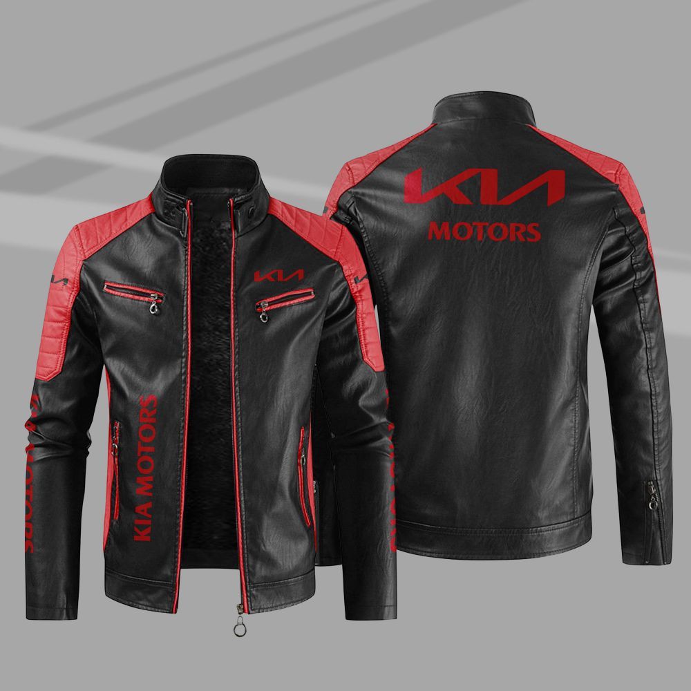 KIA Car Motor Block Leather Jacket 4 KIA Car Motor Block Leather Jacket 1 2 3