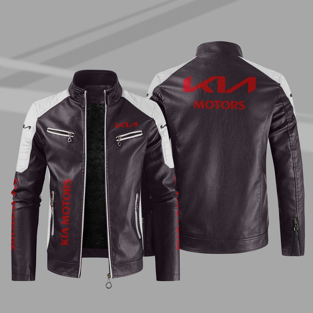 KIA Car Motor Block Leather Jacket 5 KIA Car Motor Block Leather Jacket 1 2 3 4