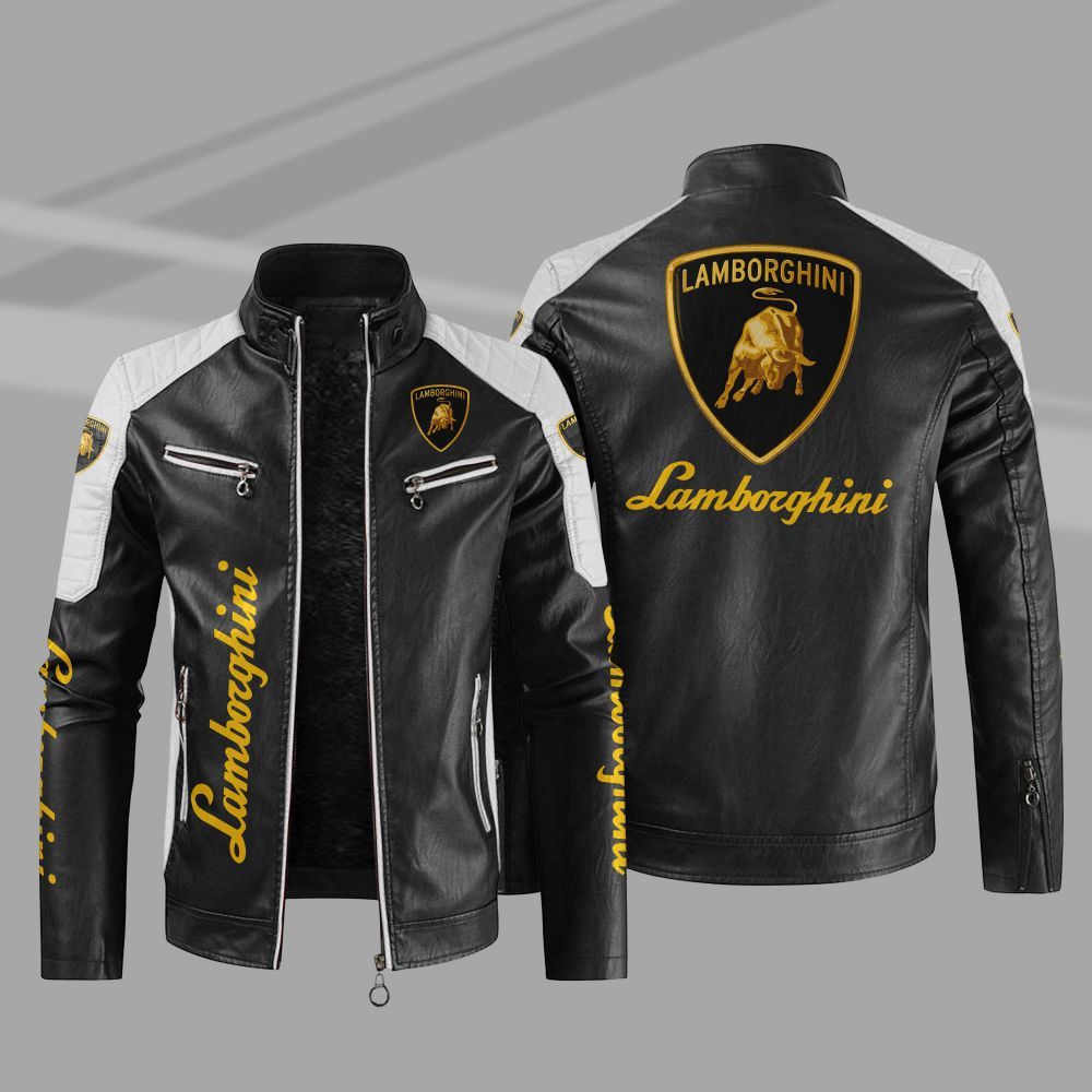 Lamboghini Car Motor Block Leather Jacket