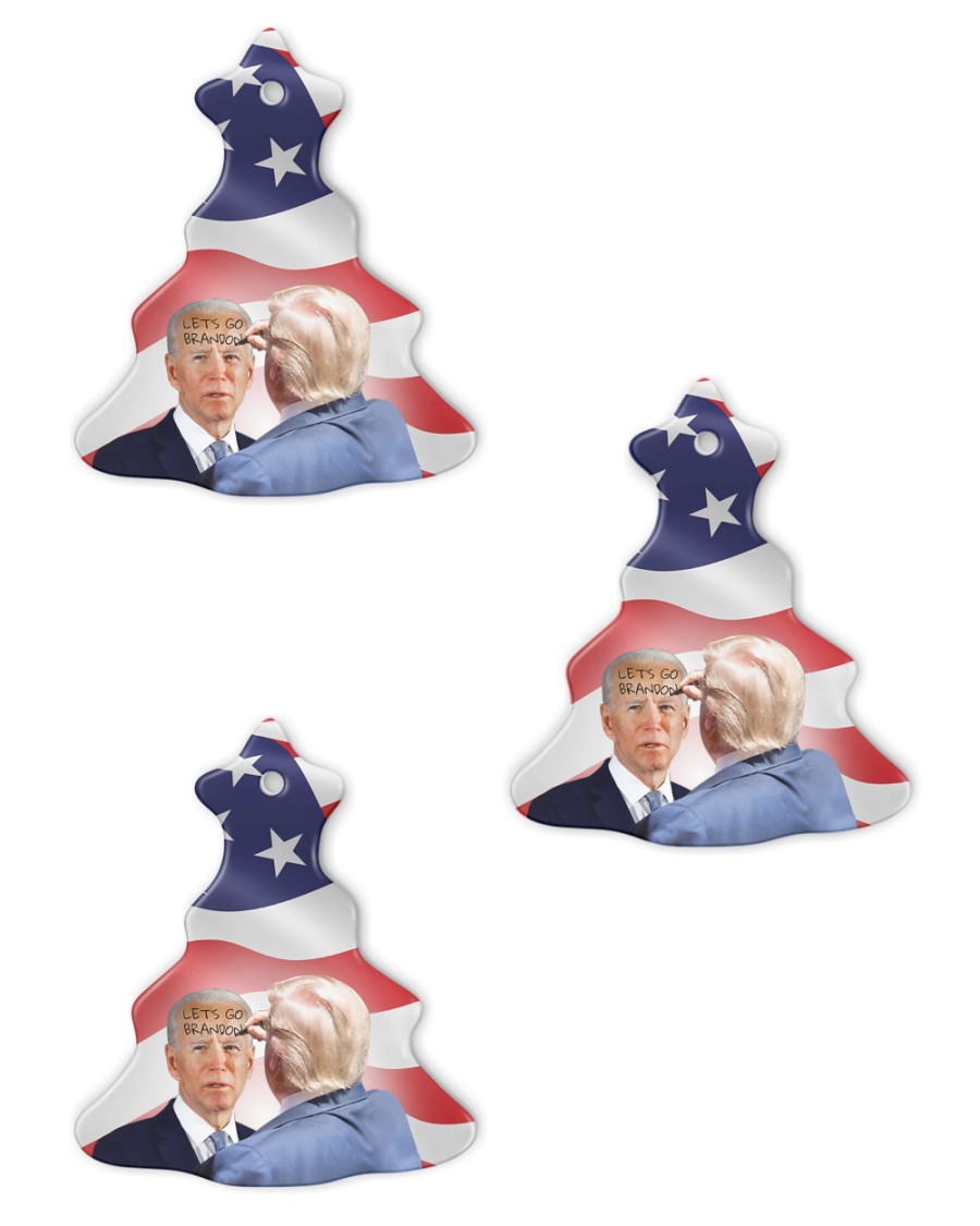 Lets go Brandon Joe Biden Donald Trump ornament 1
