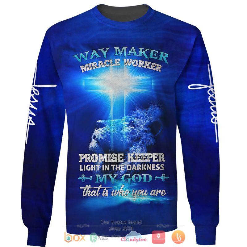 Lion Cross Way Maker Miracle Worker jersey shirt, hoodie 3 Lion Cross Way Maker Miracle Worker 3D shirt hoodie 1 2